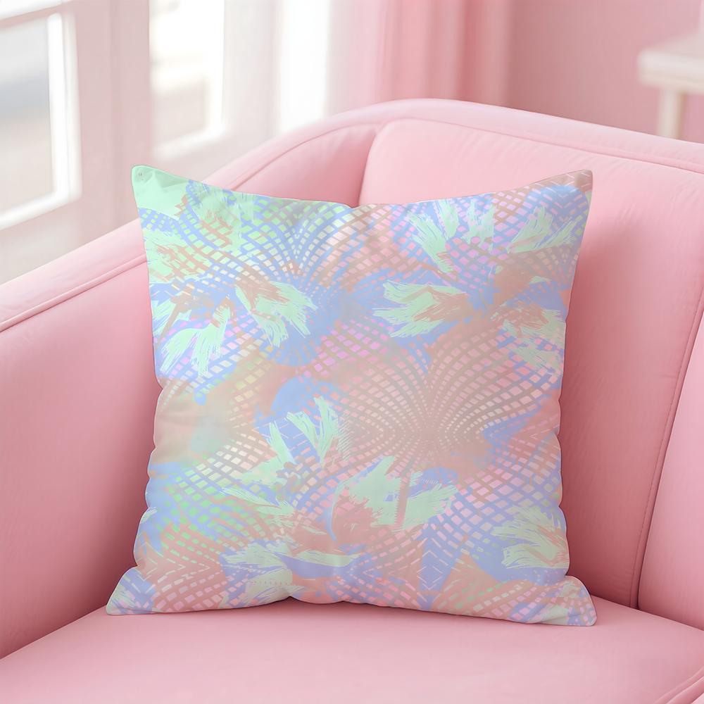 Abstract Trippy Colorful Art Psychedelic Texture Cushion Cover Pillowcase Short Plush Invisible Zipper Room Sofa Cushion Cover