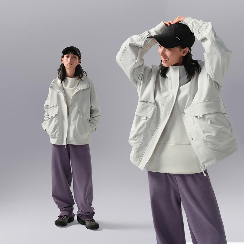 Li Ning CF Reflektierende Locker Geschnittene Langarmjacke Damenjacken Hellgrau AJDU284-1