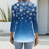 Mote dame casual revers kort 3/4 ermet juleprint skjorte dame knapp opp topper