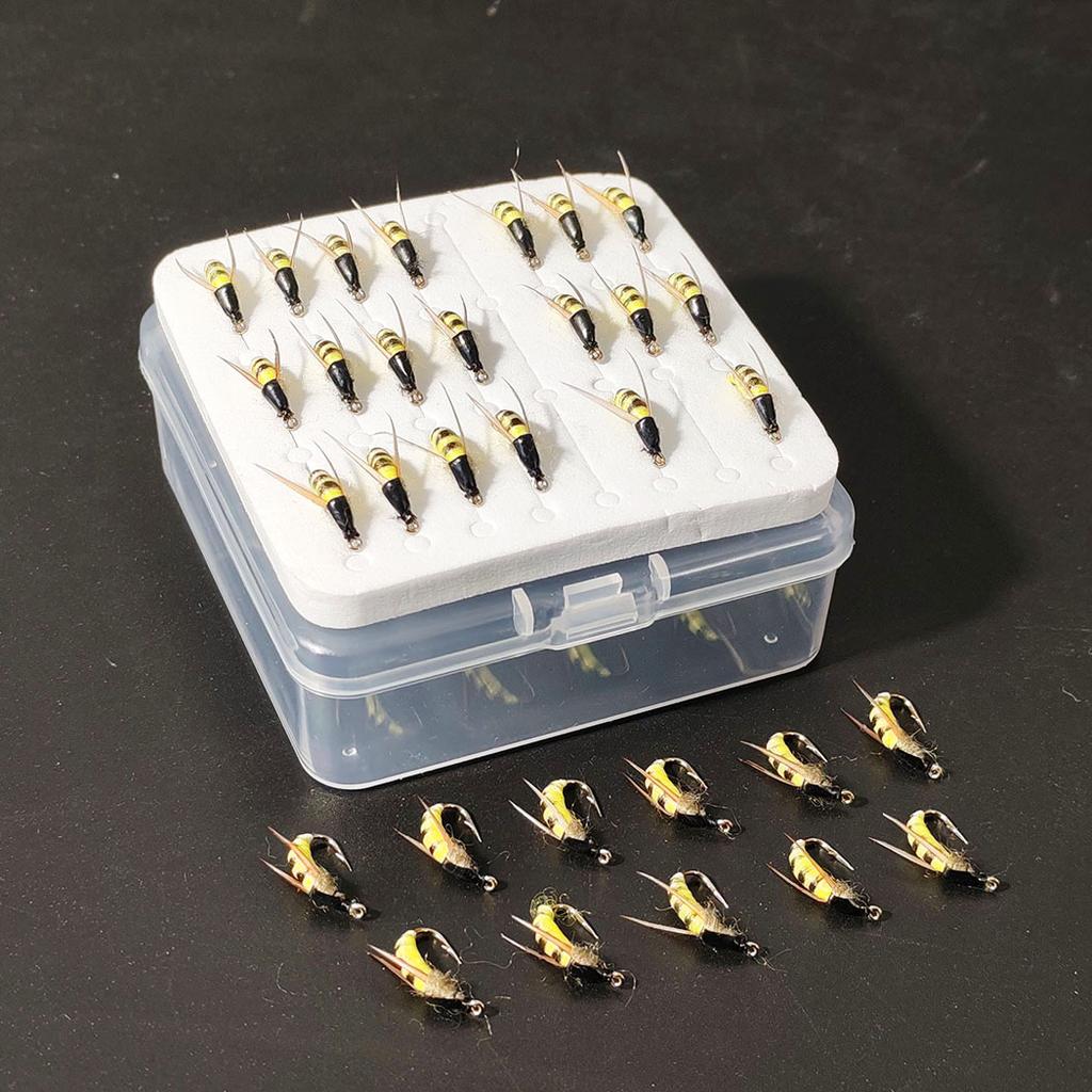 21Pcs-with Flies Box Fly Fishing Flies Artificial Wet Flies Bait for Fishing Trout/Perch Fishing Lure Artificial Nymph Bait Fishing Bait Hook Size #10