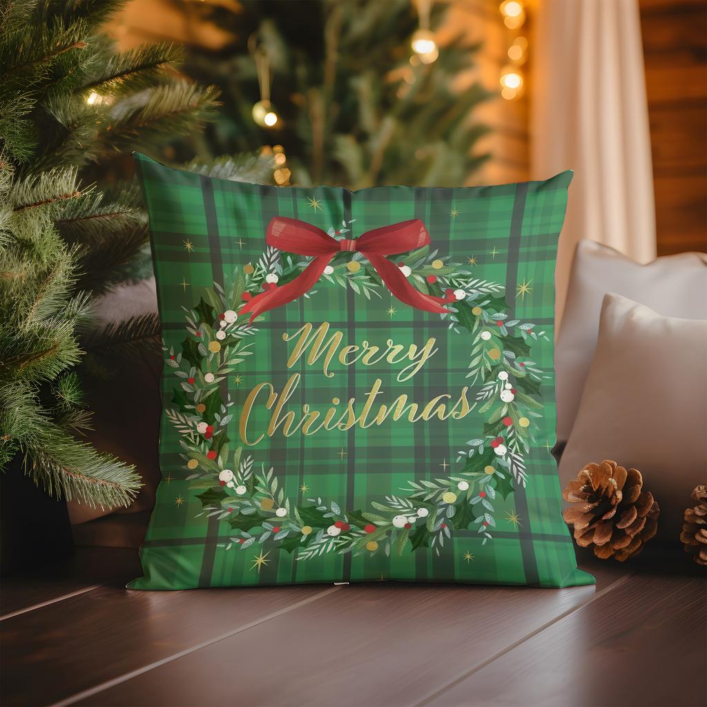 Home Decor Christmas Cheer: Festive Patterned Pillow Cover Pattern Cushion Cover Suitable for Sofa Bedroom Car Pillow Cover