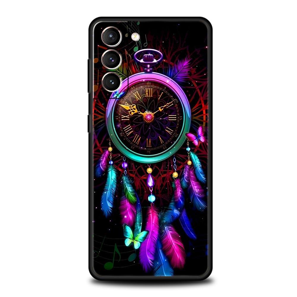 Cute Mandala Dreamcatcher Phone Case For Samsung Galaxy S26 Ultra S25 Plus S24 FE S23 S22 5G S21 S20 Cover Black Soft