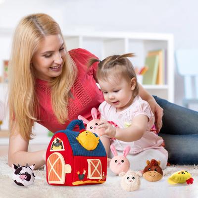 Dětská plyšová farma hračka sada s plyšovými hospodářskými zvířaty batolata chlapci dívky mini plyšová stodola senzorická hračka s plyšovou dekorací zvířat