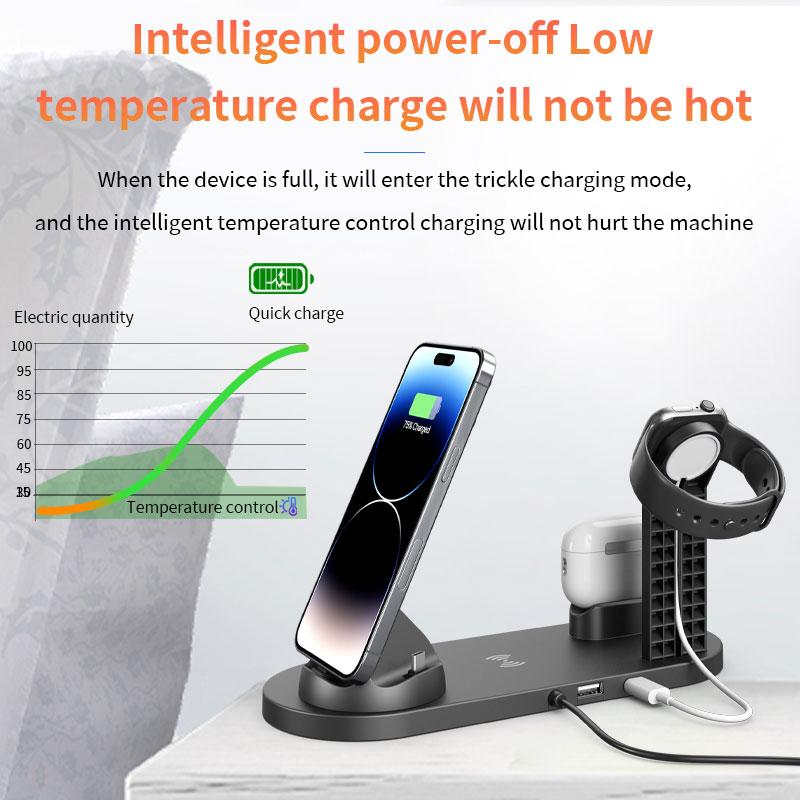 2026 Magnetic 6-in-1 Wireless Charger with 15W Fast Charging for Earbuds Phone Watch-Desktop Charger Station
