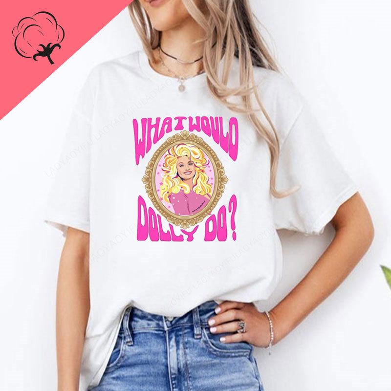 Dolly Parton Tshirt What Would Dolly Do Country Music Legend Vintage Womens Clothes Cotton Double Sided Printed Tee  Y2k Tops S