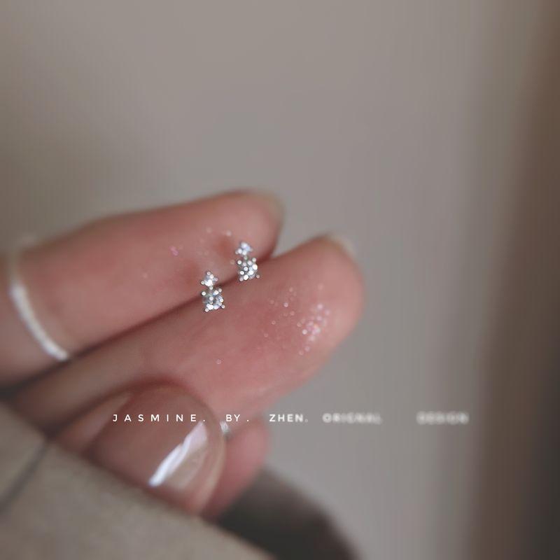 Sterling Silver Set of Bright Small Ear Studs Invisible Shiny Ear Bone Stud Ear-Caring Removal-Free before Sleep Earrings Female Earring Ear Bone Stud