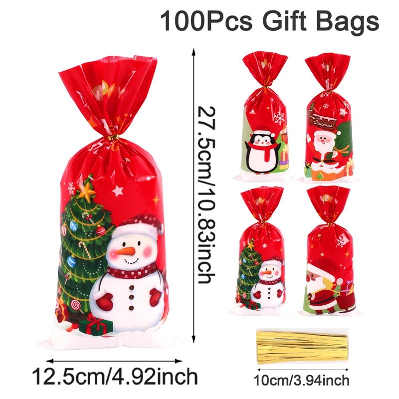 50pcs Christmas Candy Bags Santa Snowman Gift Bag Christmas Decorations for Home 2025 Navidad Xmas Gifts New Year Packing Bags