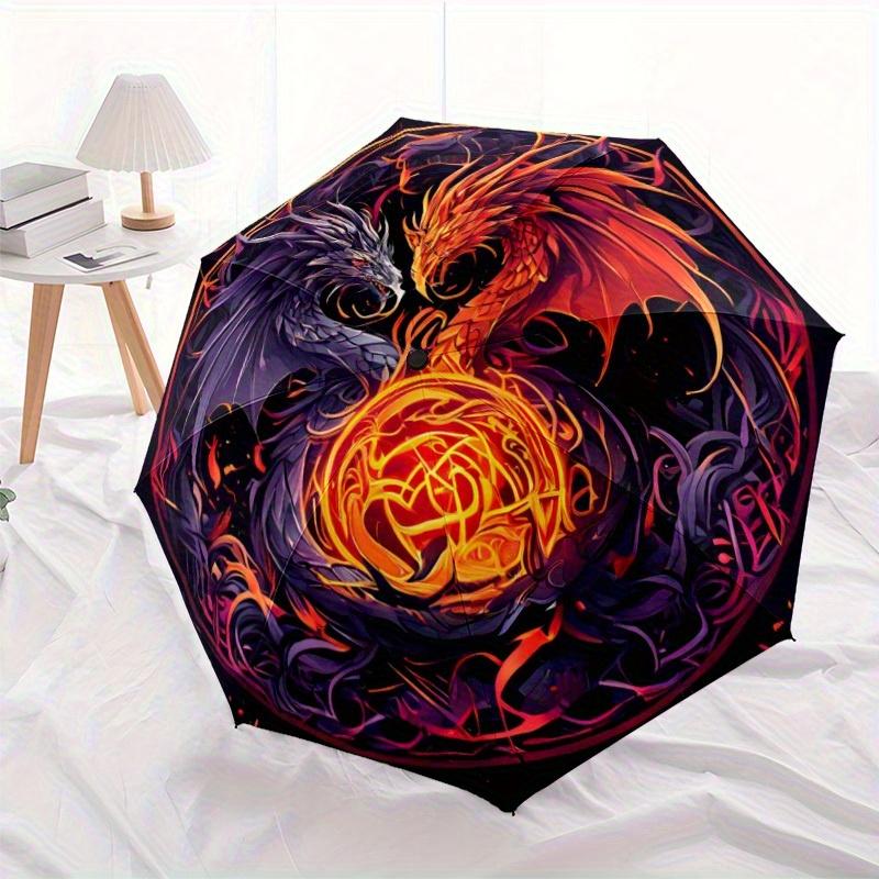 Rainbow Dragonfly Automatic Folding Umbrella Compact Lightweight For Outdoor Adventures