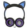 Cat Ear Wired Headphone Noise Reduction Cute Kids Cartoon Headset with LED Light for Tablets