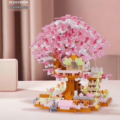 LEGO-Compatible Cherry Blossom Treehouse: Micro-Particle Building Blocks & Eternal Flower Ornament Educational Toy