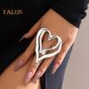 Big Love Ring Double-layered Exaggerated Style Hollow Heart Shape Solid Color Liquid Alloy Smooth Club Party Index Finger Ring Lady Jewelry