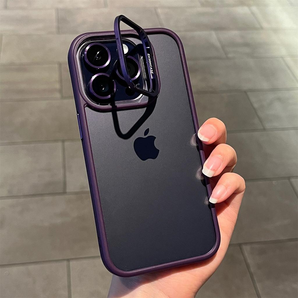 Luxus Halterung Transparente Handyhülle für iPhone 15 14 13 Pro Max 14 15 Plus mit Halter Kameraobjektivschutz Stoßfeste Hülle