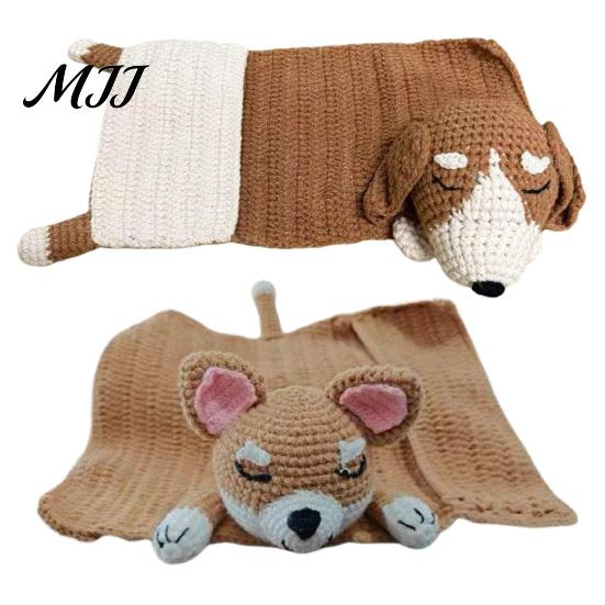 Sofa Storage Bag Soft Wool Dog Shape Hand Woven Shaped Pillow with Built-in Cup Holder Winter Accessory