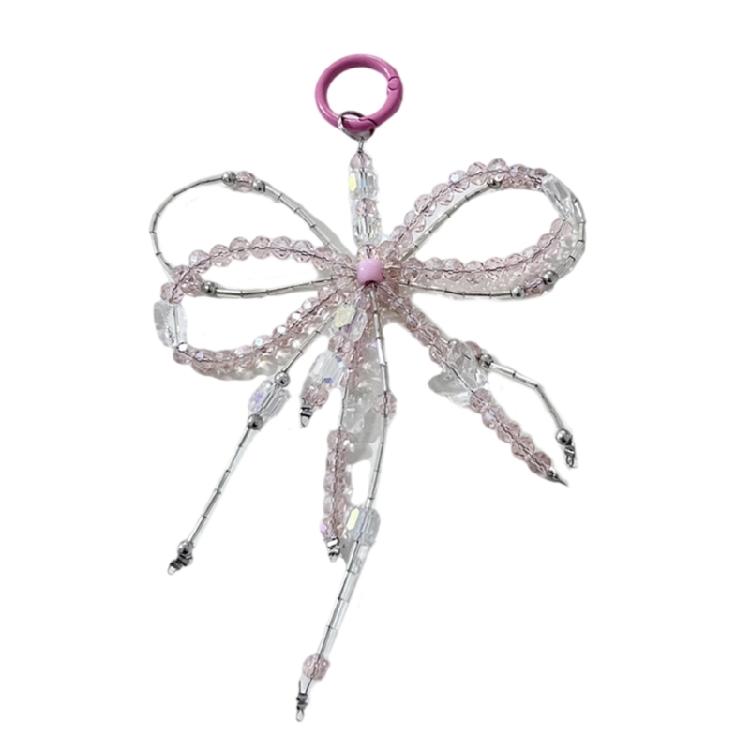 Delicate Acrylic Bowknot Keychain Charm Practical Beads Phone Pendant Unique Bag Pendant Present for Fashion Lover