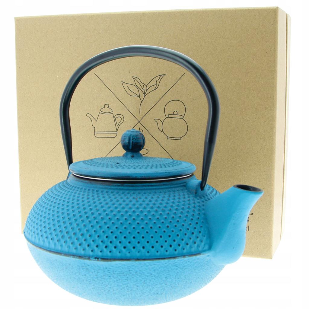 Cast Iron Kettle Blue 1.5 L Infuser With Strainer For Herbal Tea