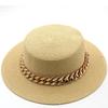 New Flat Top Top Hat Straw Hat Ladies Summer Beach Hat Shade Sunscreen Resort Seaside Hat Flat Brim Jazz Hat