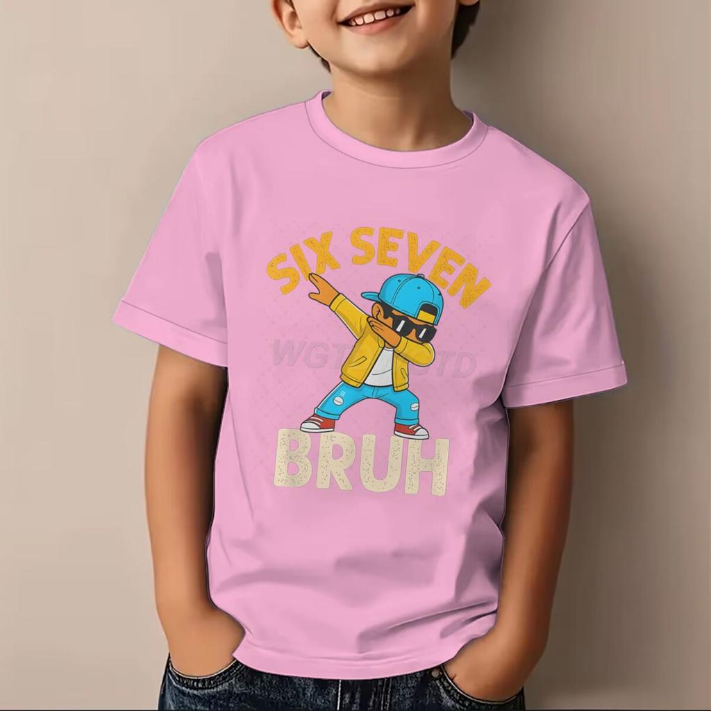 Boys Girls Six Seven Bruh Tshirt Number 6 7 Print Casual Daily Wear Tee Toddler 67 Cartoon Soft Cotton Tee Baby Boy Clothes
