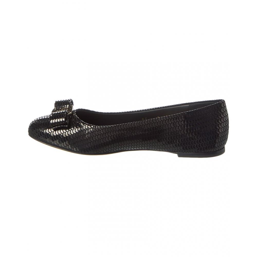 Salvatore Ferragamo Ferragamo Varina Sequin Suede Flat Black