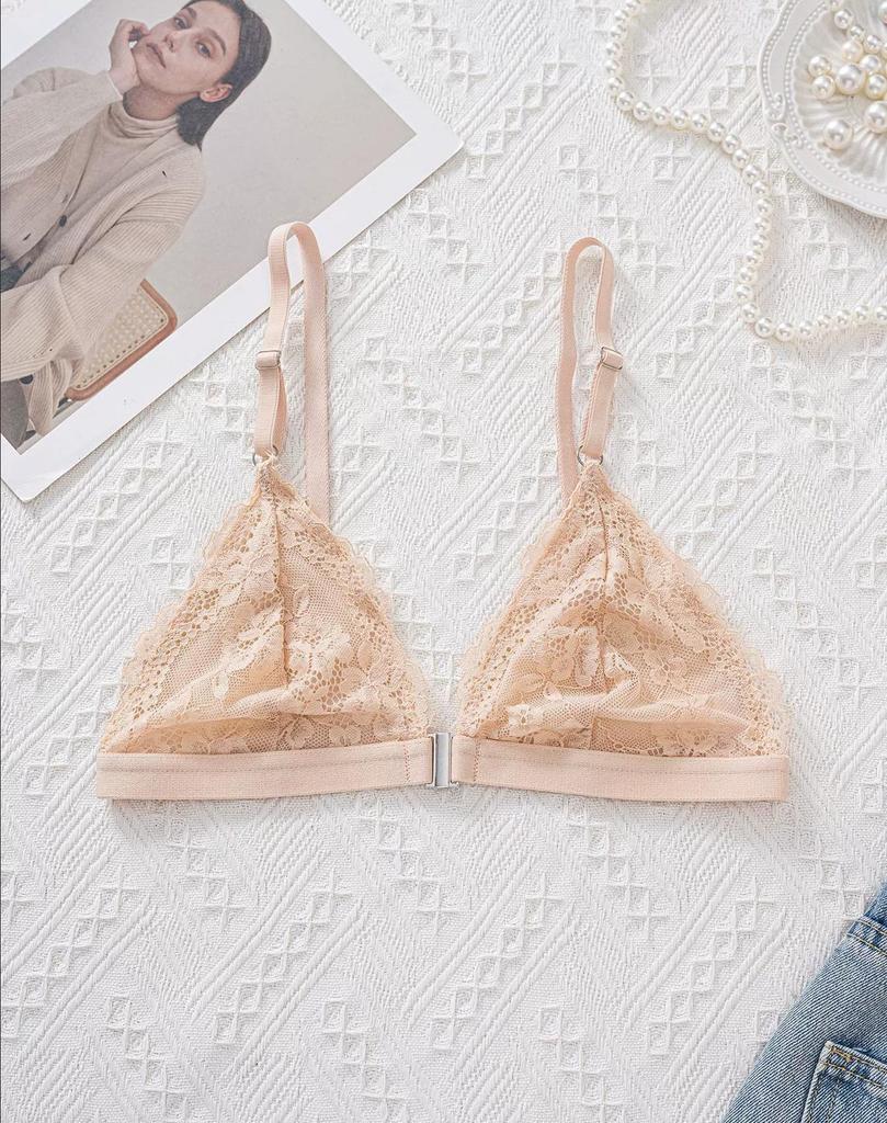 Large size underwear French thin lace edge bra suspender sexy front buckle seamless chest wrap