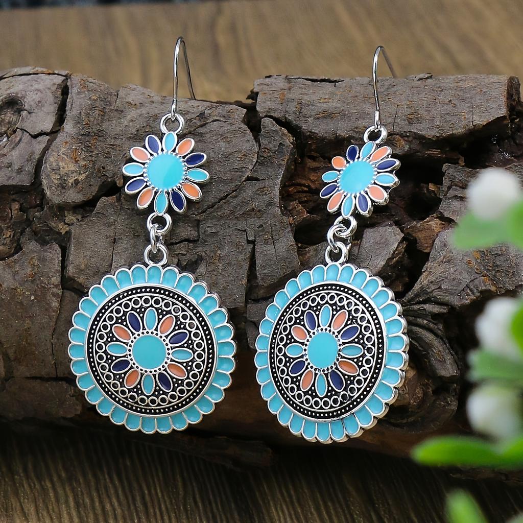 12 Pairs Boho Vintage Style Earrings Set Dainty Chic Colorful Geometric Dangle Drop Earrings for Women Zircon Gifts