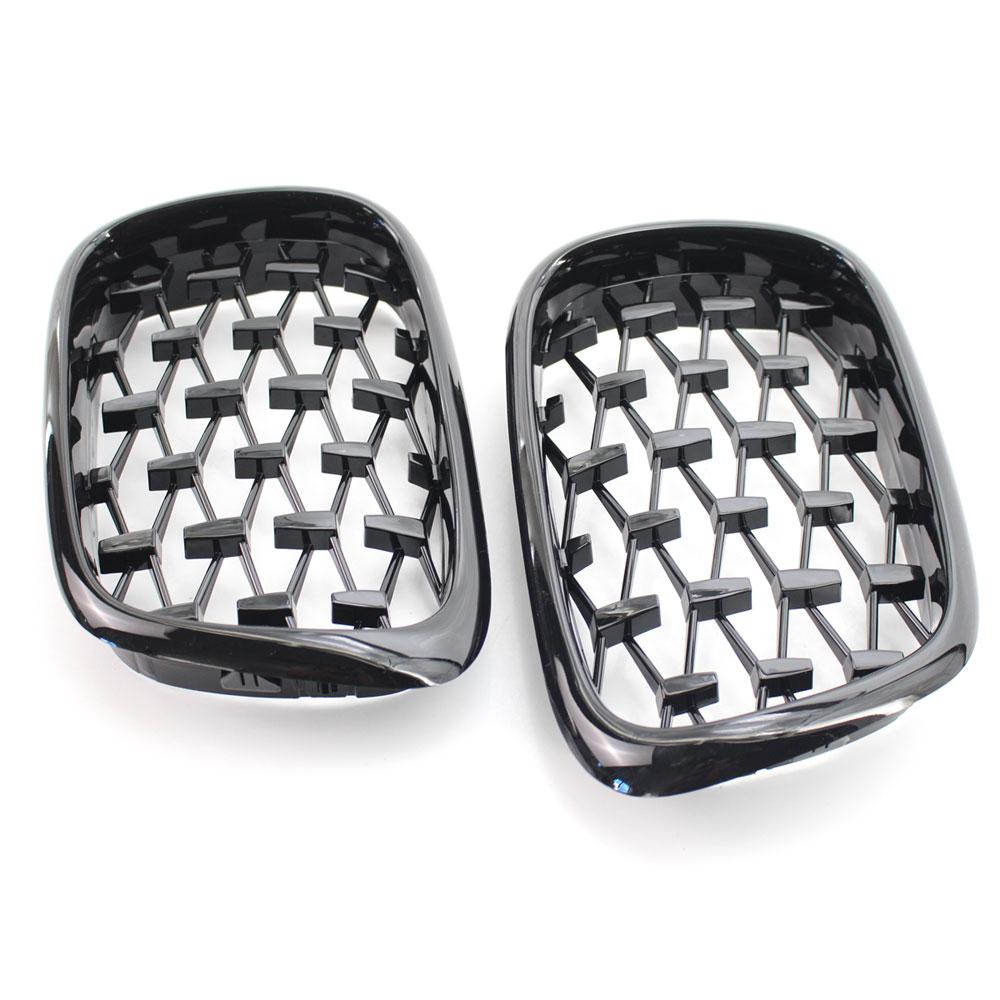 Front Diamond Kidney Grille Gypsophila Grille For BMW E39 M5 Series 1997-2003 520i 525 530 ABS Silver Black