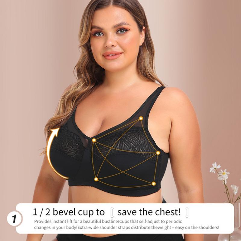 Sexy European and American Lace Large Size Bra Without Steel Ring for Women E Cup Bra