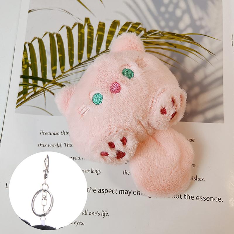 Creative Bookbag Pendant Cute Squeaking Little Cat Plush Cat Keychain Cartoon Cat Soft Tail Stuffed Doll Keyring