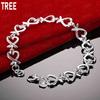 925 Sterling Silver Antique Heart-Shaped Side Chain Beautiful Bracelet Gift Jewelry