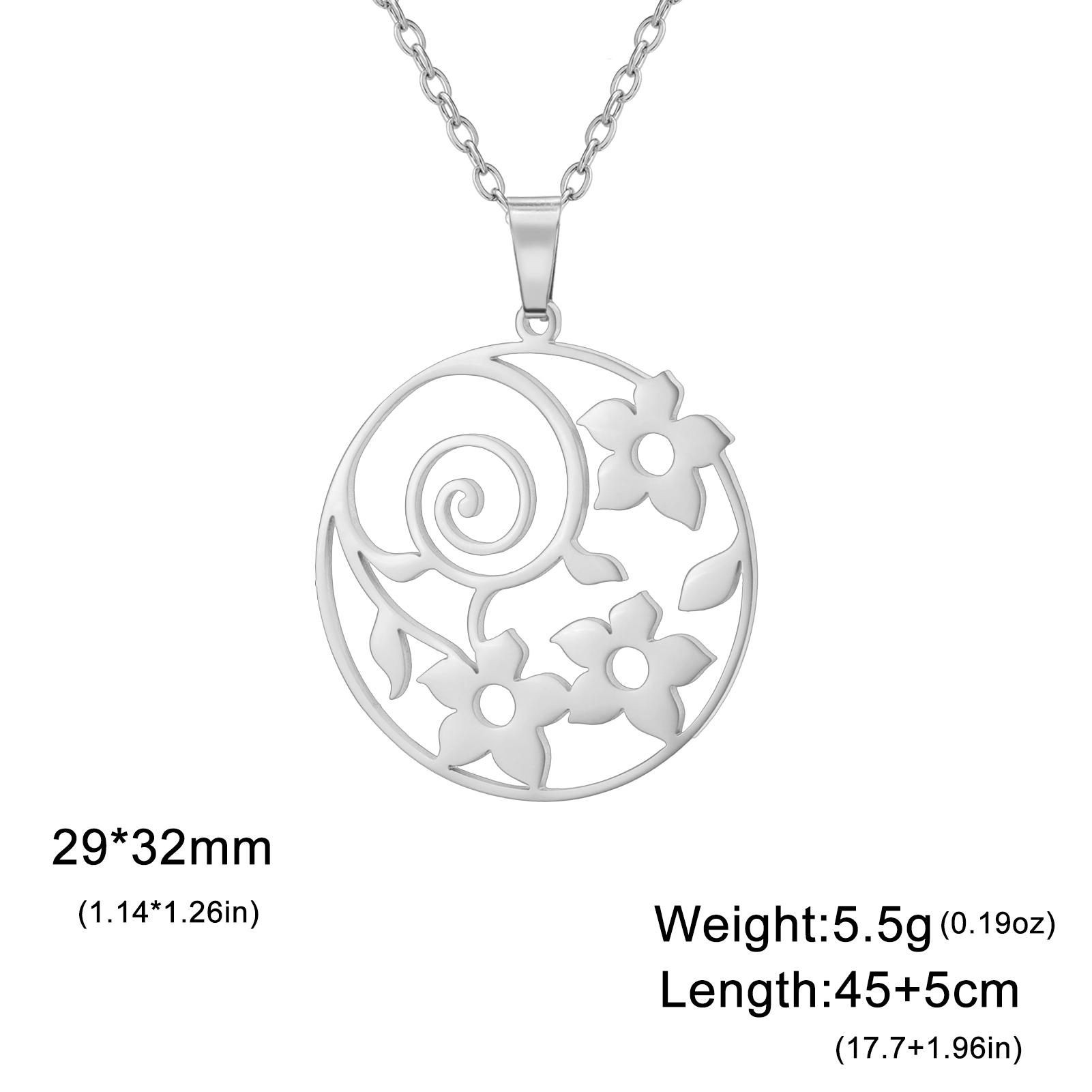 

Teamer Flower Snail Circular Necklace Stainless Steel Jewelry For Women Countryside Style Accessories No Rust Friend Gift New