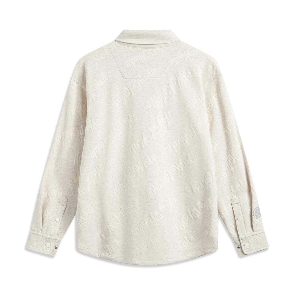 Li Ning Wade Series Letter Single-Breasted Collar Loose Long Sleeve Jacket Men Jacket Floral-Gray Tile-Gray AFDV547-3