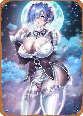 Anime Hentai  Ecchi Figure Poster Metal Tin Sign Oppai RE Zero
