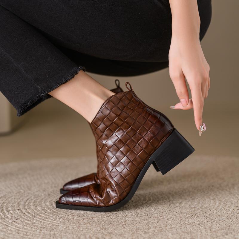 Fashion 2024 New Autumn Women Boots Pointed Toe Chunky Heel Boots for Women Winter Boots Short Boots