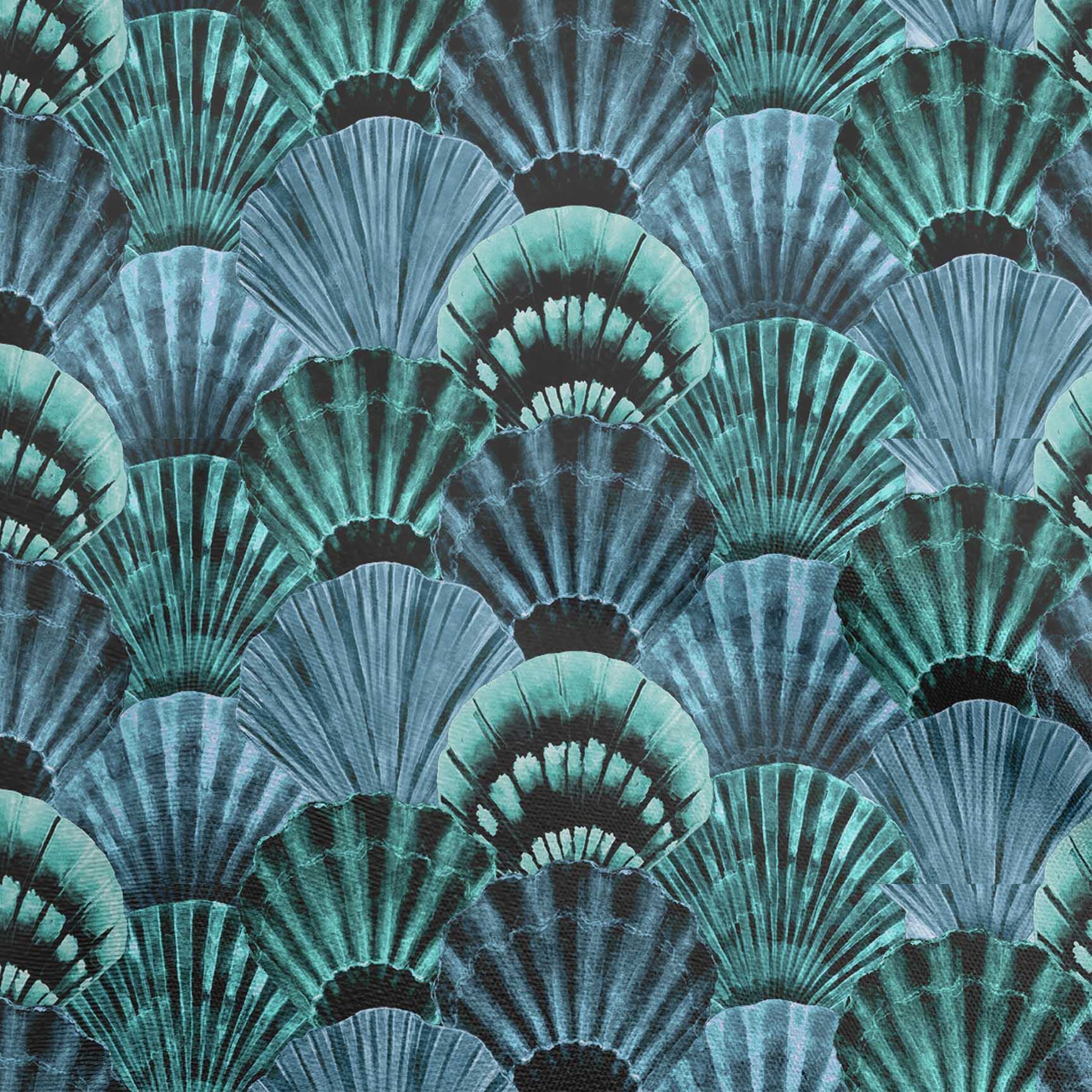 

OneOone Cotton Flex Light Green Fabric Морські мушлі Океан Одяг своїми руками Тканина для стьобання Тканина з принтом 40 дюймів 42 Inch Wide - Viscose Chiffon чирок синього кольору