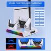 Charging Stand for NEW PS5 Slim Cooling Fan Station for DualSense/Edge Controller with RGB Light Headset Hook 3 USB Hubs