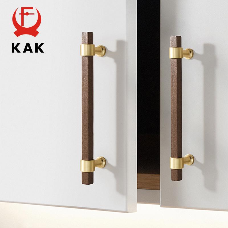 KAK Maniglie e Pomelli in Legno di Noce per Mobili da Cucina Maniglia in Frassino Europeo per Scarpiere Maniglie a Coppa Dorate Ferramenta per Porte