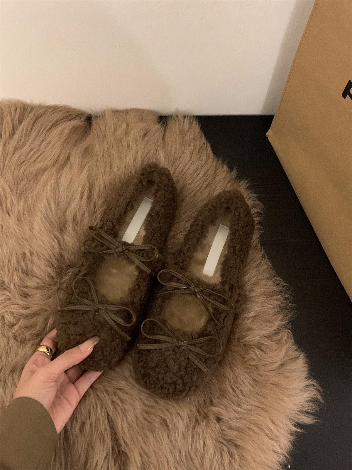 

Туфли на плоской подошве из мягкого плюша, женская обувь, верхняя одежда, новинка 2025 года, плюшевые туфли Мэри Джейн, плюшевые хлопковые туфли 40