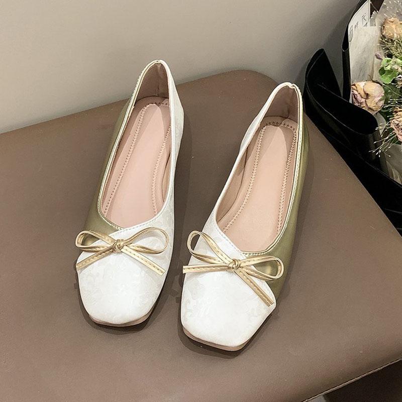 

Casual Women Shoes 2025 New Spring Square Toe Flats Shoes Slip On Loafers Gold Silver Fashion zapatos mujer Size 34-43 WSH5076 40