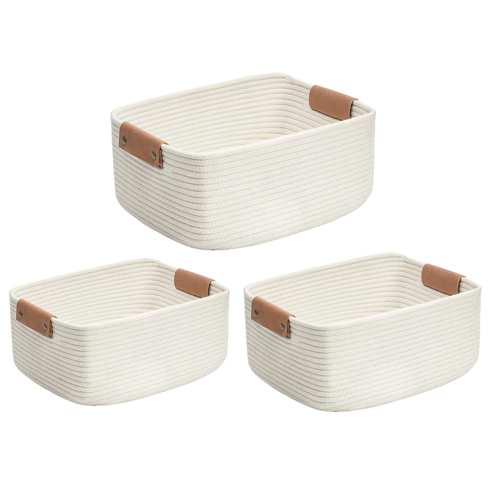 3Pcs Cotton Rope Storage Basket For Shelves Toys Books Bathroom Living Room Desktop Organizer Multi-Purpose Storage Organization China Mainland 5790₽