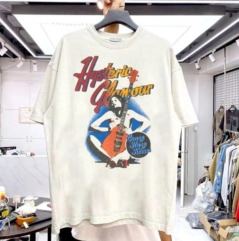 Рубашка Hysteric Glamour 90-е Ретро Футболка Унисекс базовая Белая Перепечатка S-5XL Унисекс Футболка M