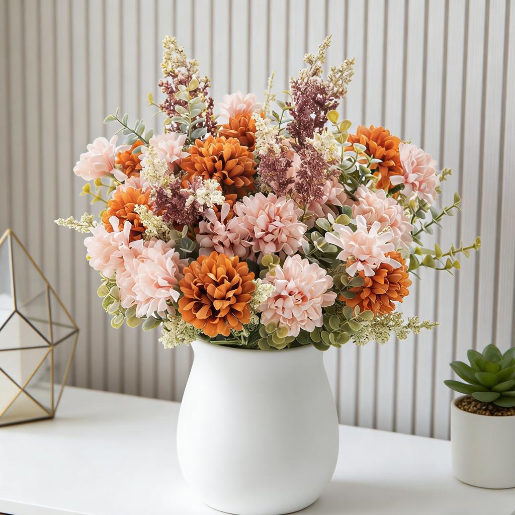 Artificial Flower Lavender Ball Chrysanthemum Combination Brial Bouquet Home Room Table Decora Wedding Valentine's Day DIY Gift