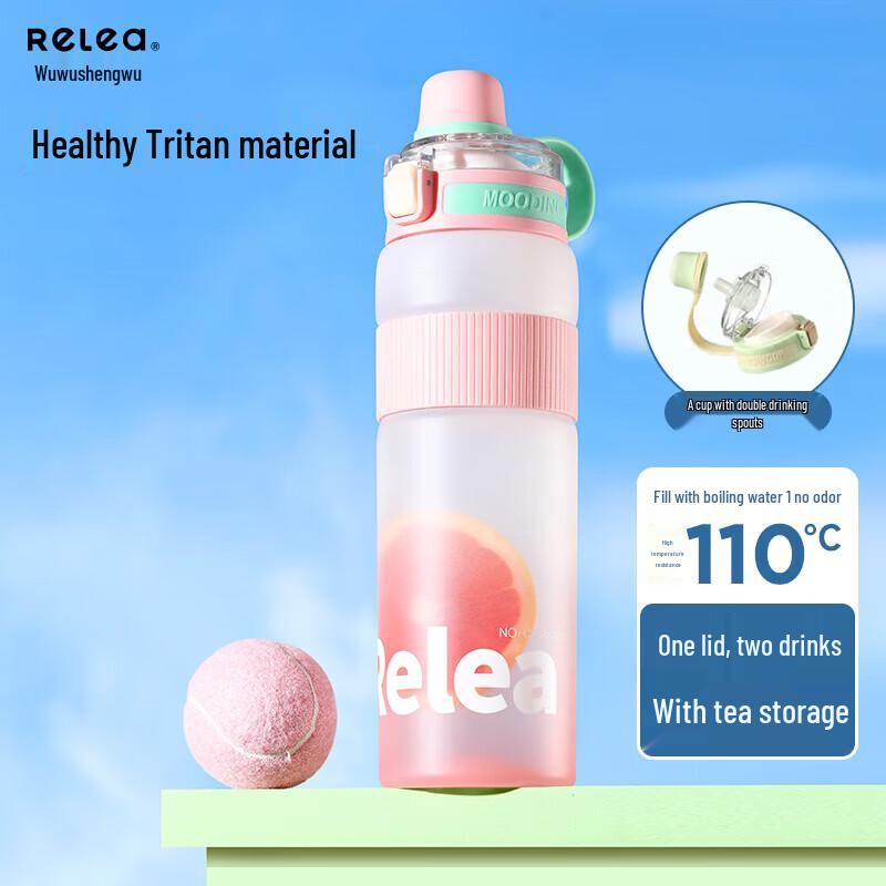 RELEA Tritan Sports Water Bottle with Straw