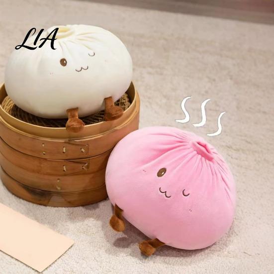 Plush Dumpling Pillow Cute Throw Pillow, Soft Stuffed Food Toy for Kids Adults, Unique Gift Birthdays Decorative Cartoon Bun Cushion Bedroom