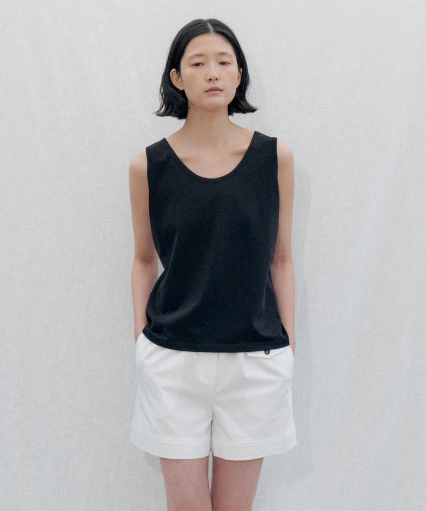 STEP AROUND Soft Cotton Pocket Banding Shorts_White