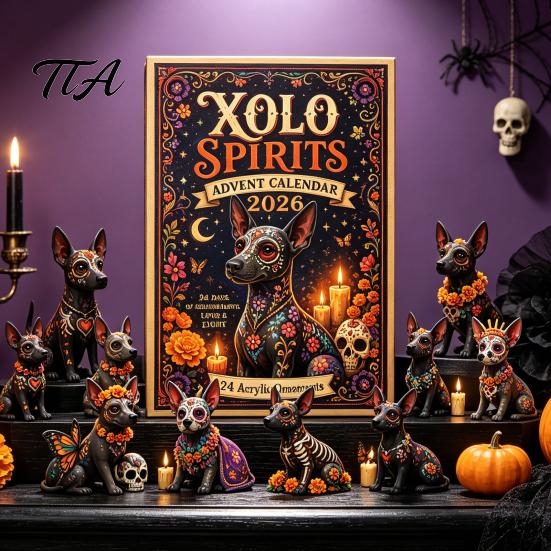 Halloween Advent Box Day of The Dead Calendar, 24-Day Acrylic Ornament Set with Mexican Culture Collectible Skull And Marigold Designs, Tree