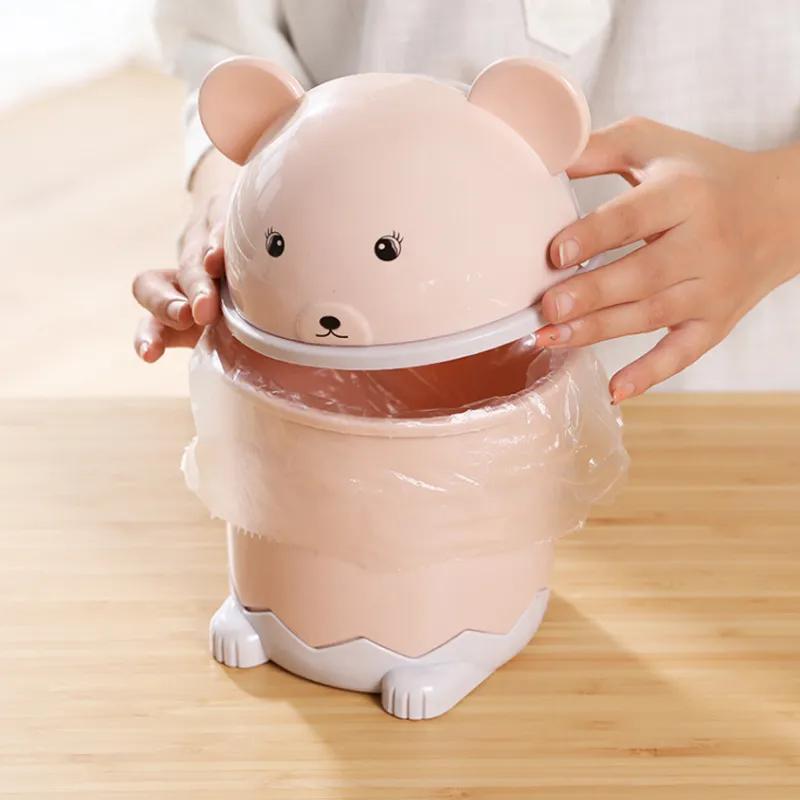 Desktop Trash Can With Lid Mini Trash Can On The Table Creative Home Living Room Coffee Table Small Paper Basket Household Garbage Storage Tool