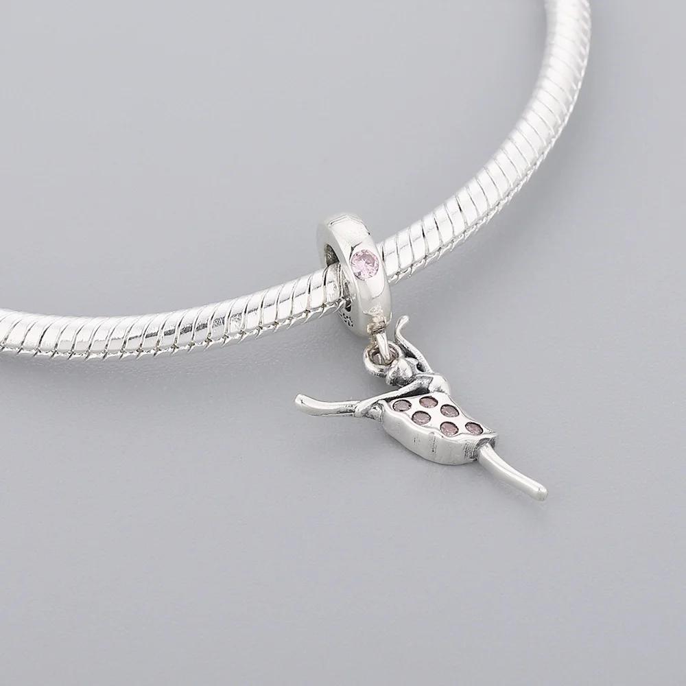 FC Šperky Fit Originální náramek s přívěsky Pan 925 Sterlingového stříbra Tanečnice Gymnastka Balerína Korálek Pro výrobu Baletních přívěsků