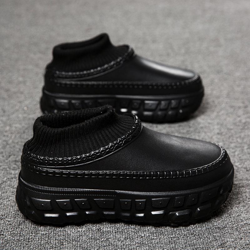 Herbst- und Winter-Paar-Baumwollschuhe, Reifensohlen sind erhöht, dicksohlige Baumwollpantoffeln werden draußen getragen, rutschfest, wasserdicht, Thermotasche und soc