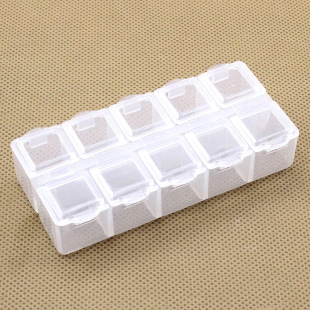 10 Grid Earrings Necklace Organizer Double Row Pill Box Holder Container Medicine Storage Case