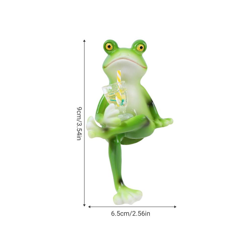 Funny Drinking Frog Statue Flower Pot Hugger Resin Hanging Frog Figurine Planter Hugger Plant Decorations for Pots