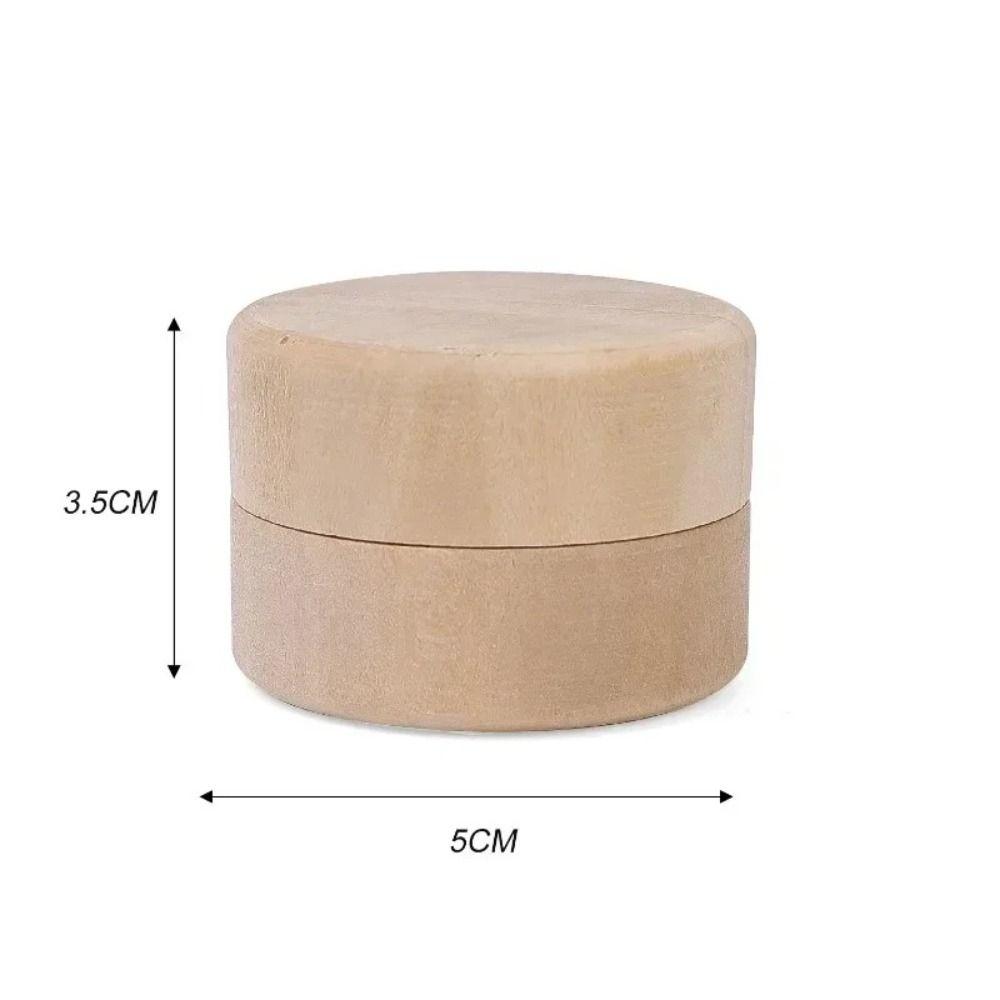 New Natural Wood Wooden Box Round Shape Mini Storage Container Container Box